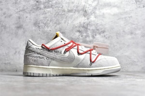 ⁦Nike OFF-WHITE X SB DUNK LOW LOT 33 OF 50 SAIL/NEUTRAL GREY/CHILE RED DJ0950-118⁩ – תמונה ⁦16⁩