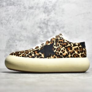 GOLDEN GOOSE SPACE-STAR SUEDE CASUAL SHOES  LEOPARD PRINT/BEIGE/BLACK