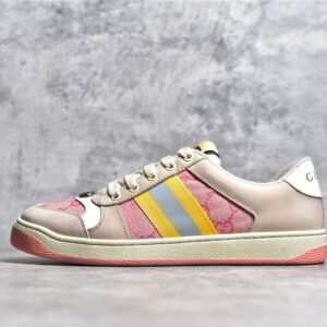 GUCCI SCREENER GG SNEAKERS BEIGE/LIGHT PINK/YELLOW
