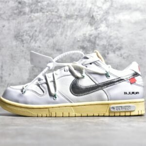Nike OFF-WHITE X SB DUNK LOW LOT 01 OF 50 WHITE/METALLIC SILVER/BUTTER DM1602-127