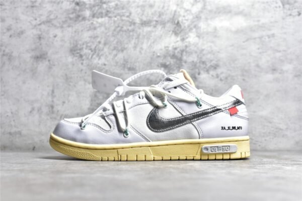 Nike OFF-WHITE X SB DUNK LOW LOT 01 OF 50 WHITE/METALLIC SILVER/BUTTER DM1602-127