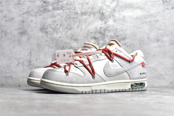 ⁦Nike OFF-WHITE X SB DUNK LOW LOT 33 OF 50 SAIL/NEUTRAL GREY/CHILE RED DJ0950-118⁩ – תמונה ⁦17⁩