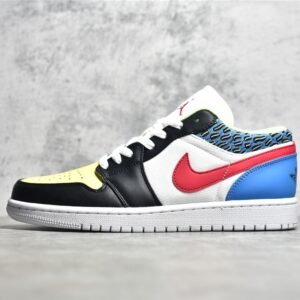 Nike AIR JORDAN 1 LOW GS FUNKY PATTERNS BLACK/LIGHT FUSION RED/WHITE/COAST DH5927-006