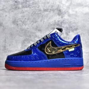 Nike AIR FORCE 1 LOUIS VUITTON (LV) X OFF-WHITE DARK BLUE/BLACK/GOLD-RED MS0232