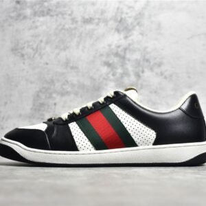 GUCCI ACE EMBROIDERED LOW-TOP SNEAKERS BLACK/WHITE/DARK GREEN-RED