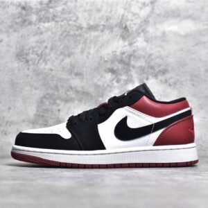 Nike AIR JORDAN 1 LOW BLACK TOE WHITE/BLACK-GYM RED 553558-116
