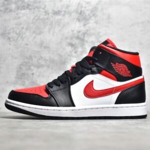 Nike AIR JORDAN 1 MID BRED TOE BLACK/WHITE/FIRE RED 554724-079