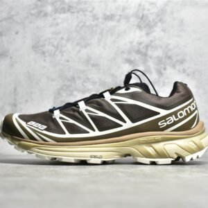 SALOMON XT-6 RUNNING SHOES DARK BROWN/WHITE/KHAKI