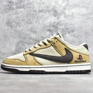 Nike SB DUNK LOW X TRAVIS SCOTT X PLAYSTATION LIGHT KHAKI/DARK BROWN/WHITE CU1726-666